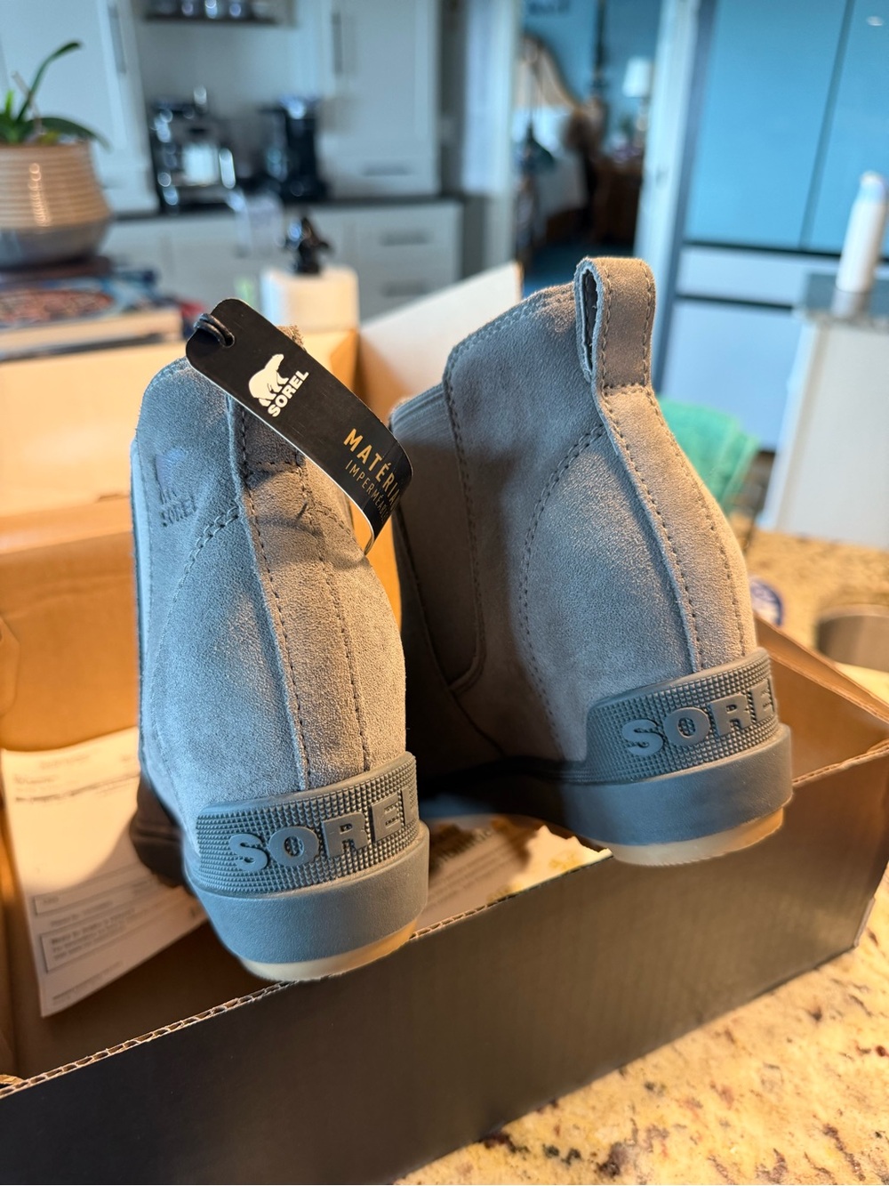 Sorel Gray Suede Chelsea Slip-On Boots Evie II size 7